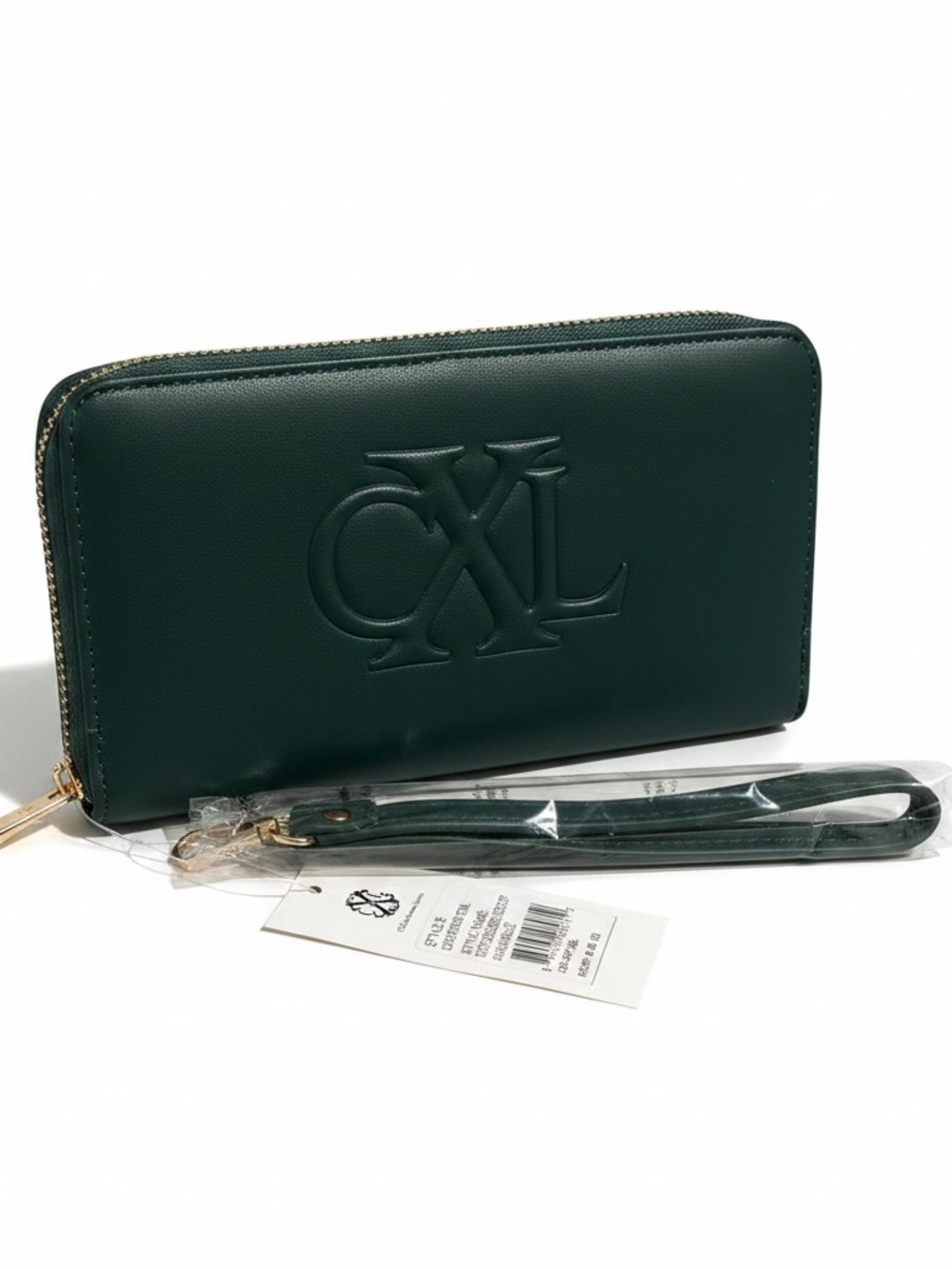 CXL Christian Lacroix New Teal Embossed Logo Zip Wristlet NWT